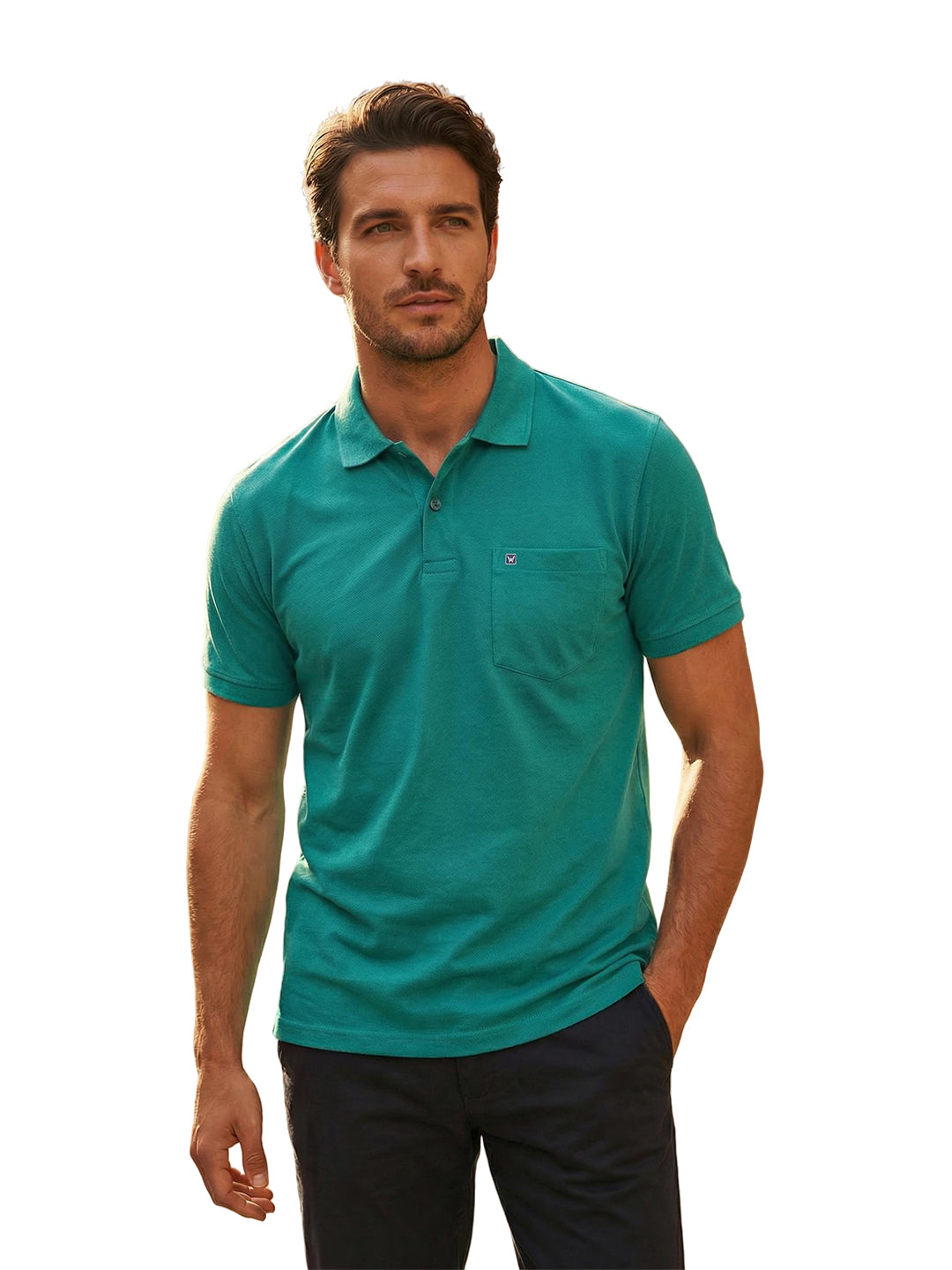 Men's Teal Regular Fit Polo T-Shirt with Pocket Striker 
