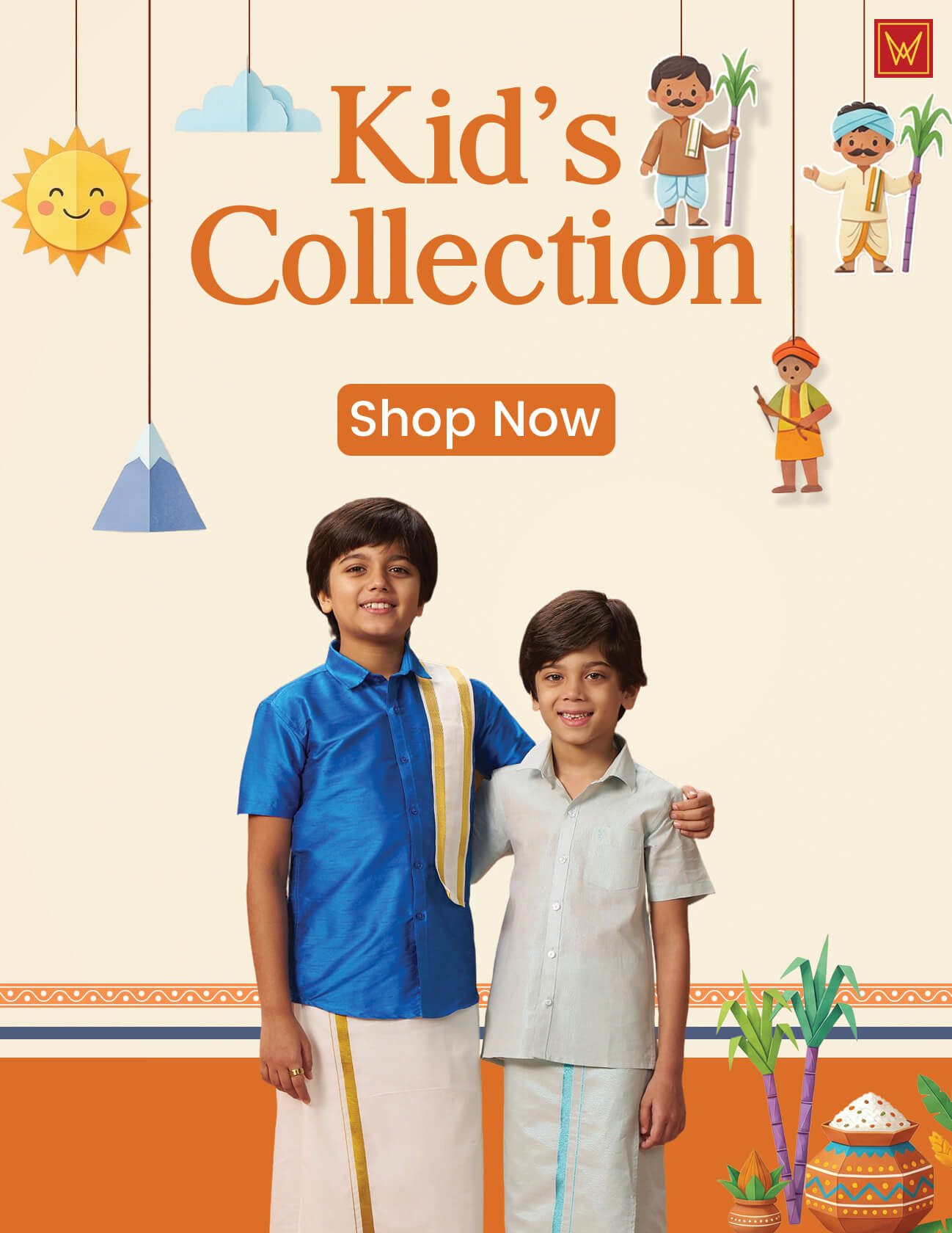 Minister White Traditional Kids Collection for Pongal 2026