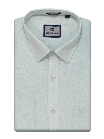 Mens Mint Blue Colour Tissue Shirt by Minister White