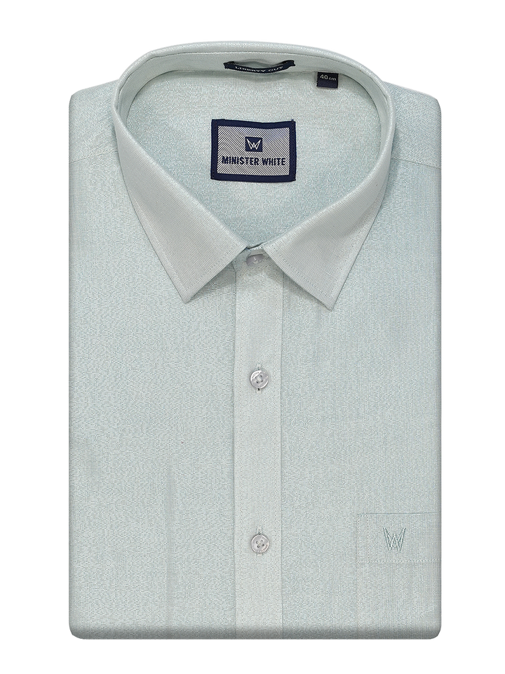 Mens Mint Blue Colour Tissue Shirt by Minister White