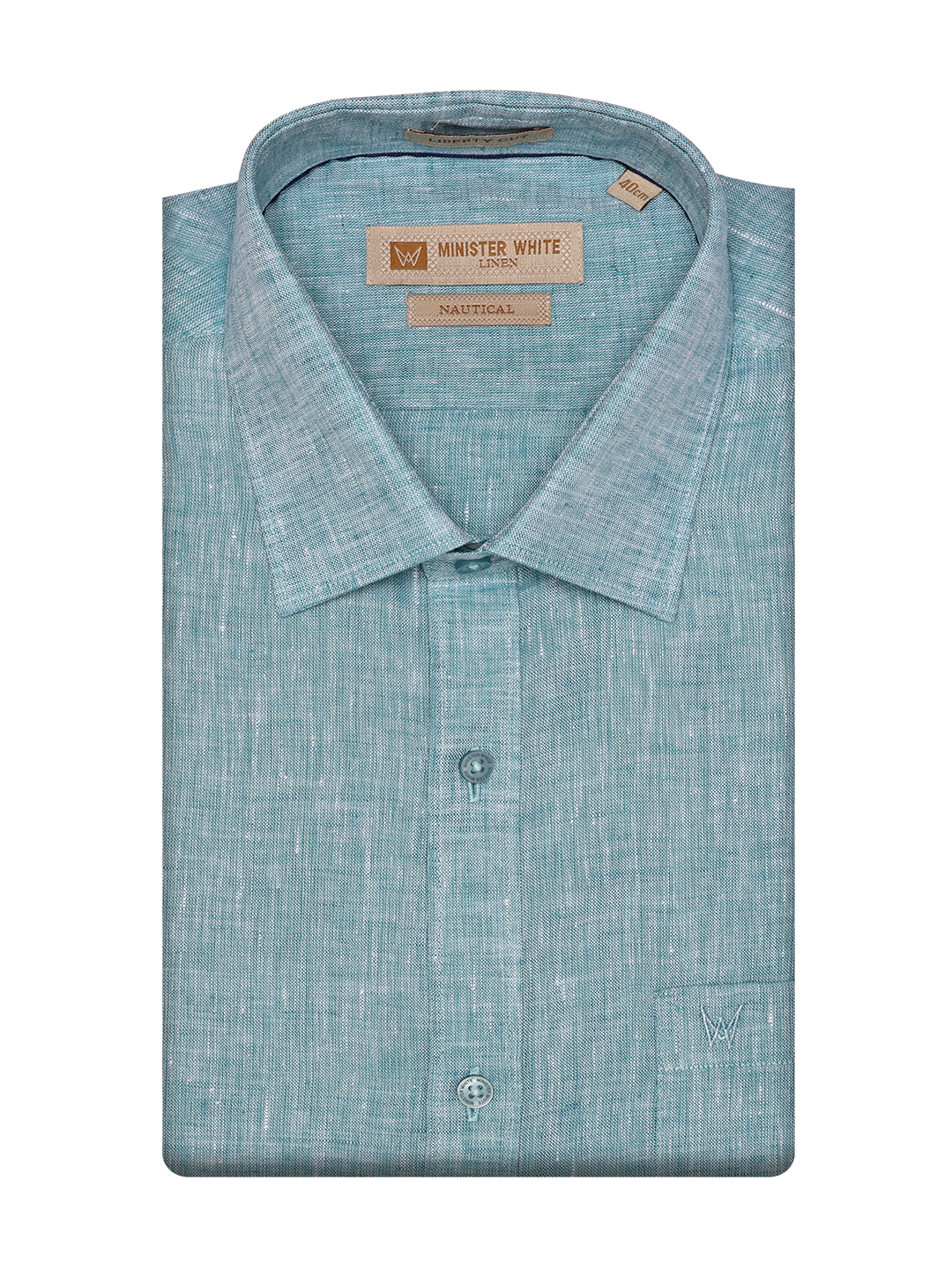 Men's Pure Linen Regular Fit Turquoise Color Shirt Nautical