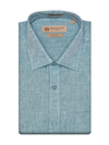 Men's Pure Linen Regular Fit Turquoise Color Shirt Nautical