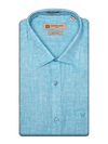 Men's Pure Linen Regular Fit Sky Blue Color Shirt Nautical