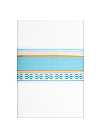 Men's Sky Blue Color Fancy Printed Border Dhoti Casper Trends