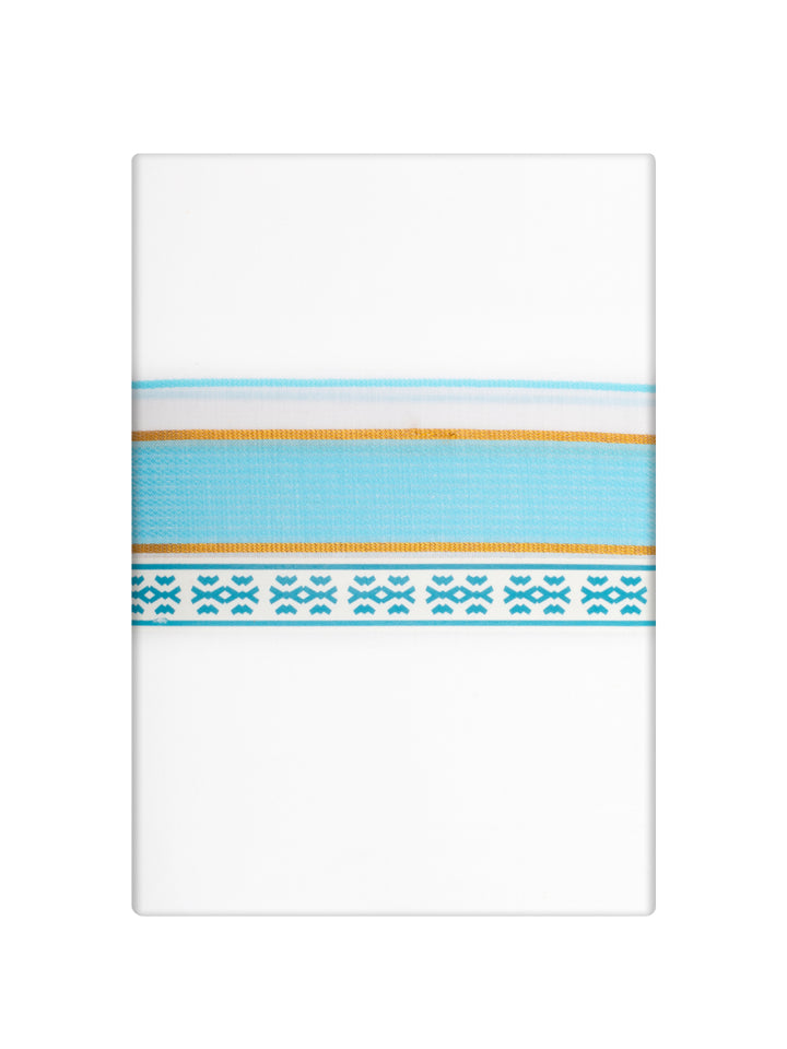 Men's Sky Blue Color Fancy Printed Border Dhoti Casper Trends