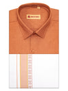 Men's Brown Color Shirt with Matching Fancy Printed Border Dhoti Combo Casper Trends