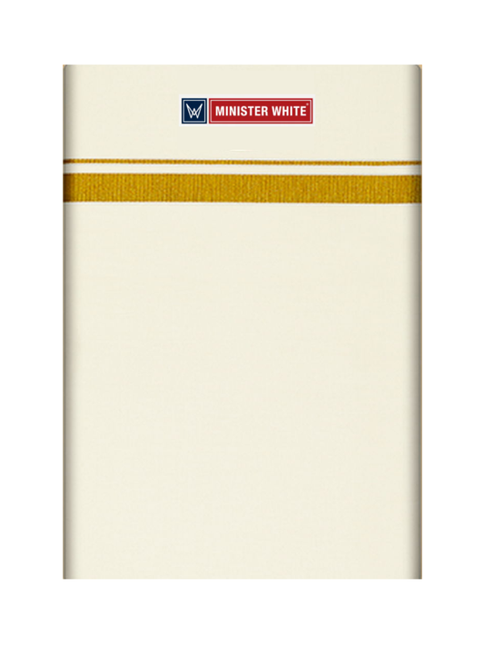 Mens Cotton Cream Single Layered Dhoti with 3/4" Gold Jari Border - Sankalp by Minister White