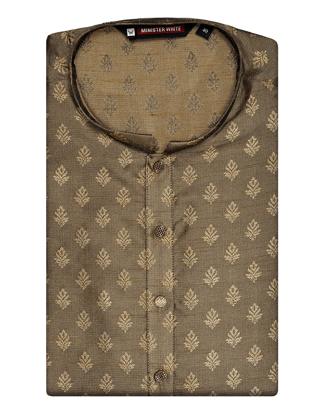 Men's Cotton Blend Green and Jari Flower Printed Long length Kurta 10203