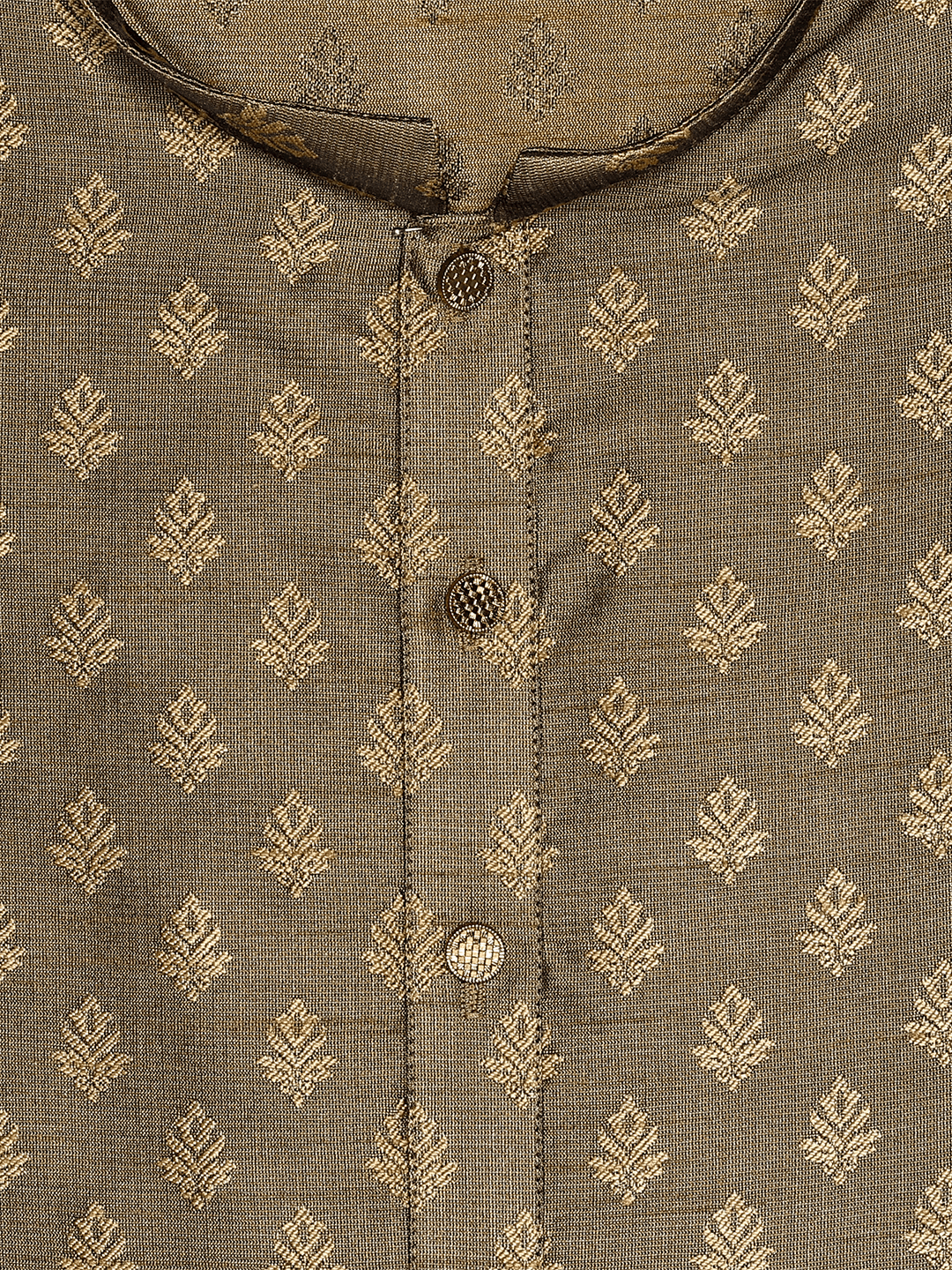 Men's Cotton Blend Green and Jari Flower Printed Long length Kurta 10203