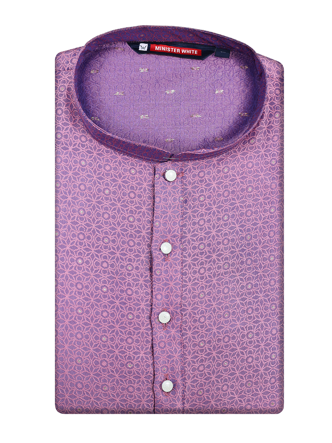 Men's Art silk Lavender Mandarin Collar Fashion Kurta 12004