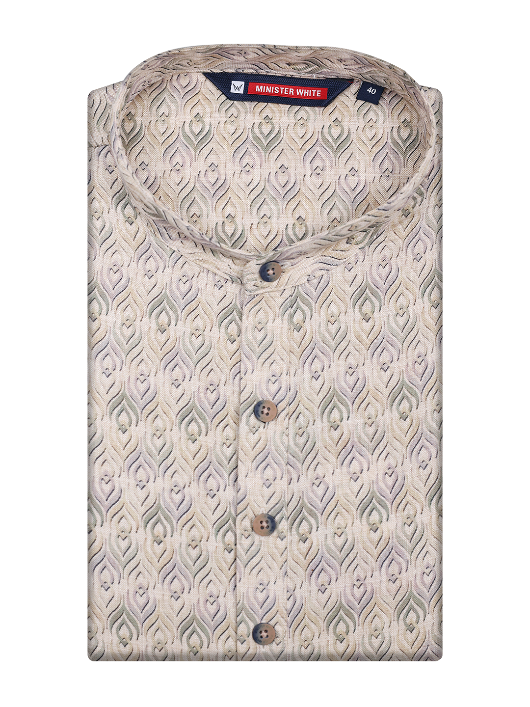 Men's Cotton Beige Mandarin Collar Fashion Kurta 30123