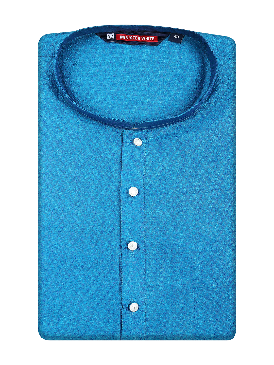 Men's Art silk Peacock Blue Mandarin Collar Fashion Kurta 12003