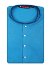 Men's Art silk Peacock Blue Mandarin Collar Fashion Kurta 12003