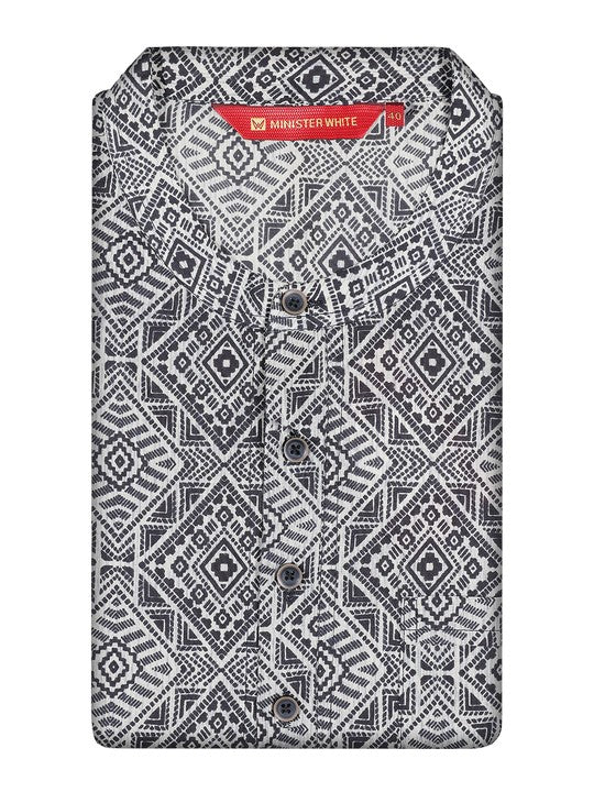 Men's Cotton Black Mandarin Collar Fashion Kurta 30226