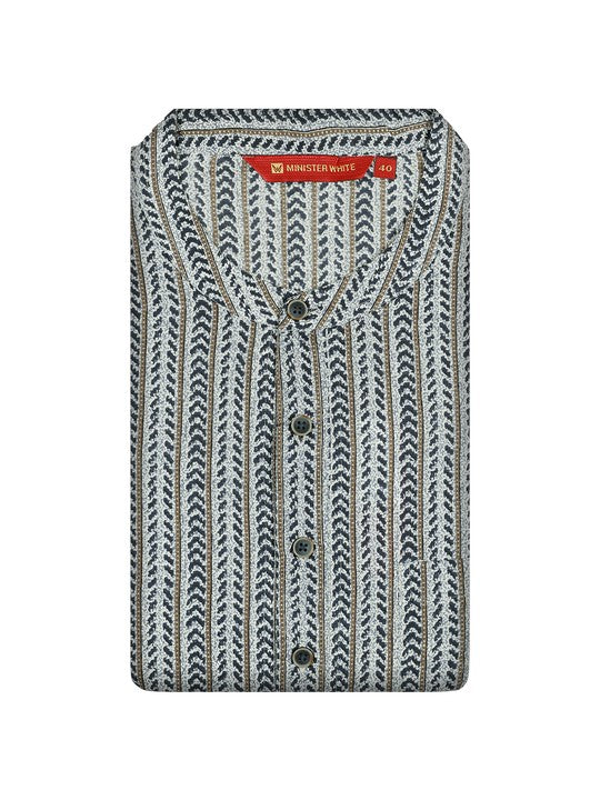 Men's Cotton Black Mandarin Collar Fashion Kurta 30216
