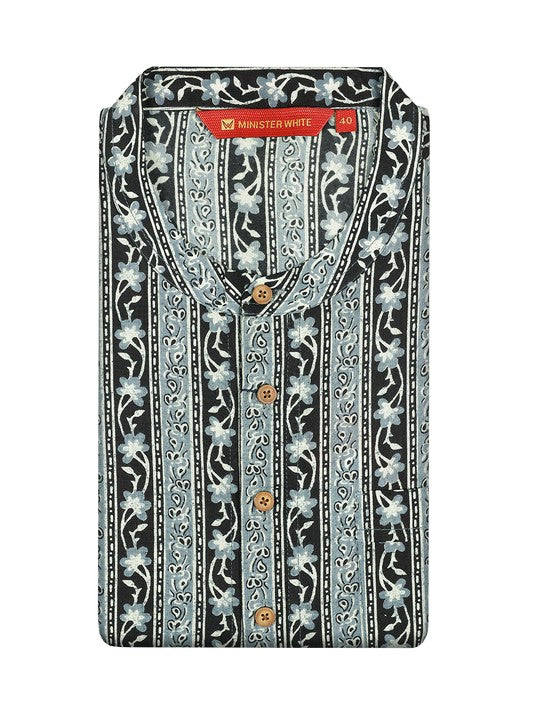 Men's Cotton Light Blue Mandarin Collar Fashion Kurta 30209