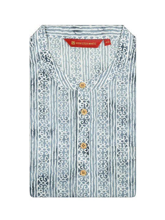 Men's Cotton Grey Mandarin Collar Fashion Kurta 30215