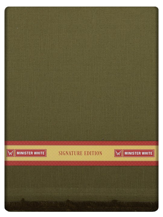 Men's Plain Cotton Blend Olive Green Color Shirting Wonder 5