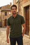 Men's Olive Regular Fit Polo T-Shirt with Pocket Striker