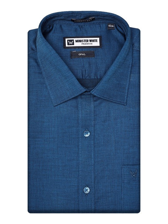 Men's Premium Cotton Regular Fit Dark Blue Shirt Opal