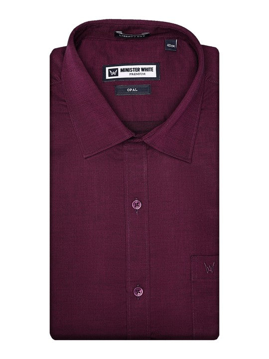 Men's Premium Cotton Regular Fit Burgundy Shirt Opal