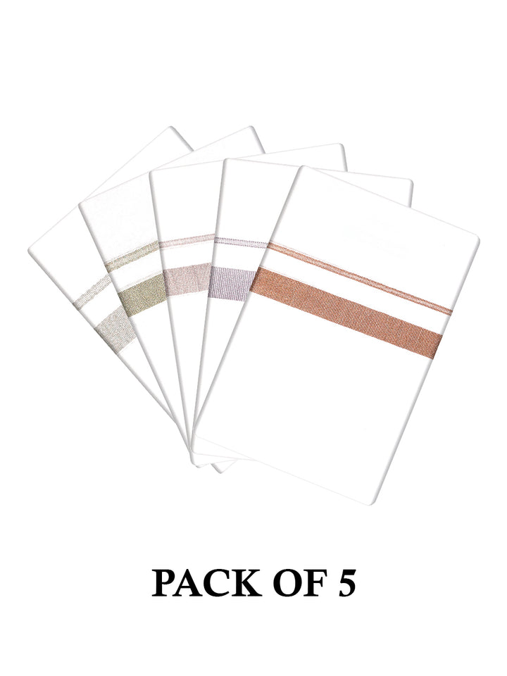 Mens Cotton White Single Layered Dhoti  Gems_ Pack of 5