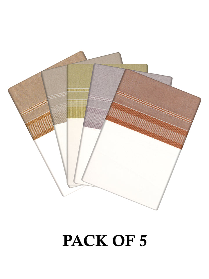 Mens Cotton White Single Layered Dhoti Meatow_Pack of 5