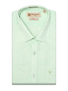 Men's Pure Linen Regular Fit Pista Green Colour Shirt Pixel