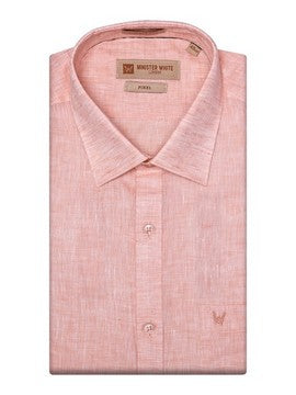 Men's Pure Linen Regular Fit Peach Color Shirt Pixel