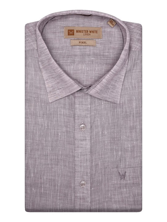 Men's Pure Linen Regular Fit Light Lavender Color Shirt Pixel