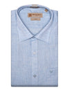 Men's Pure Linen Regular Fit Blue Colour Shirt Pixel