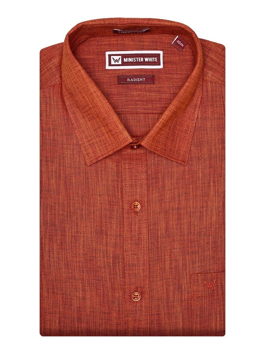 Men's Premium Cotton Linen Regular Fit Dark Orange Shirt Radient