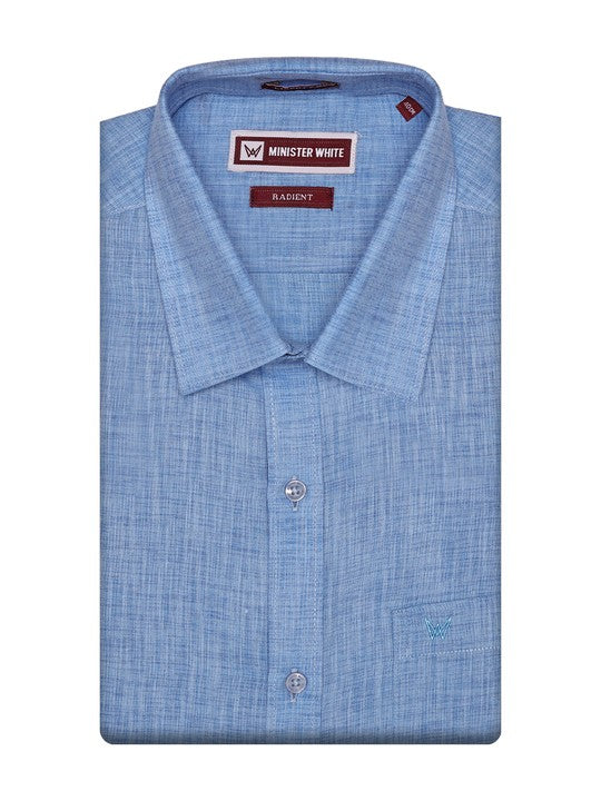 Men's Premium Cotton Linen Regular Fit Blue Shirt Radient