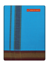 Mens Anandha Blue Cotton Single Layered Dhoti with Assorted Border Sendan