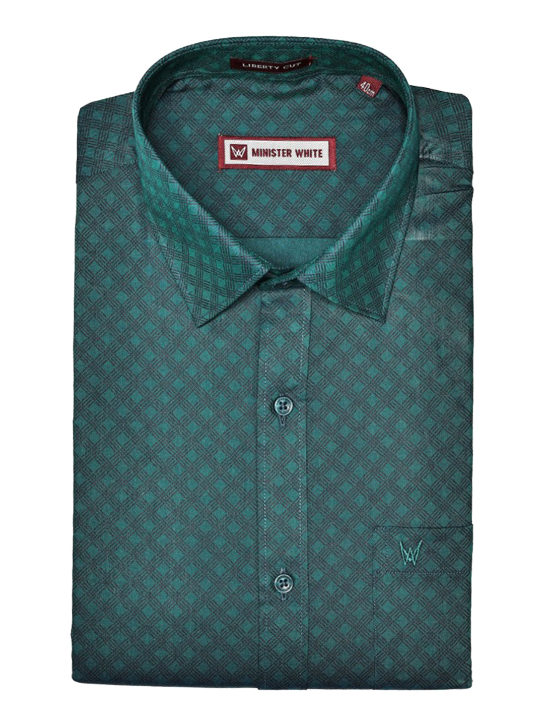 Men's Cotton Peacock Green Color Printed Regular Fit Shirt Posh