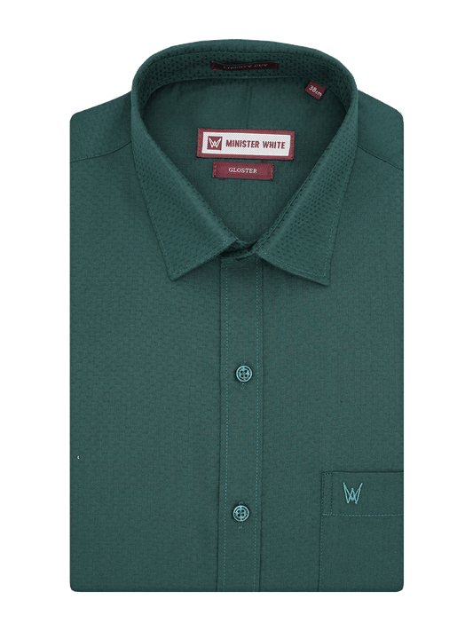 Men's Premium Poly Cotton Regular Fit Green Colour Shirt Gloster