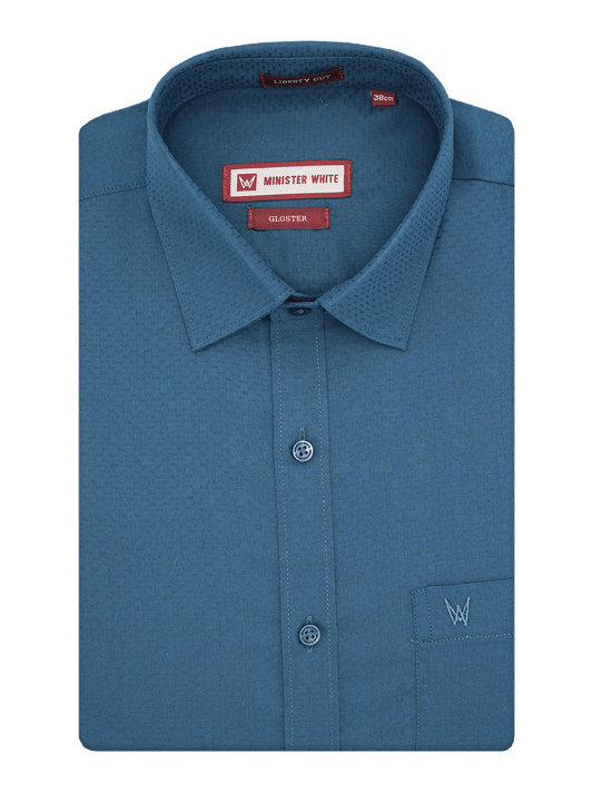 Mens Premium Poly Cotton Regular Fit Blue Colour Shirt Gloster