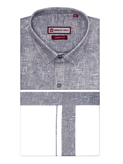 Men's Grey Color Digital Printed Shirt with Matching Printed Border Dhoti Combo Varnam 