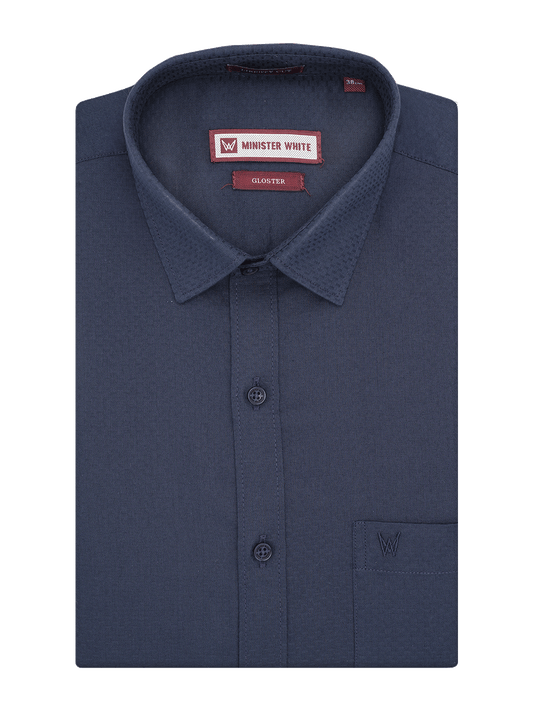 Men's Premium Poly Cotton Regular Fit Navy Colour Shirt Gloster