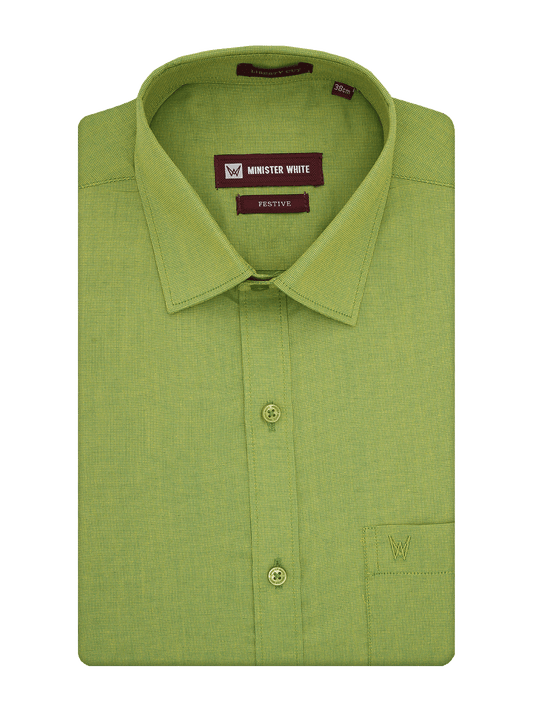 Men's Cotton Regular Fit Parrot Green Colour Shirt Festive