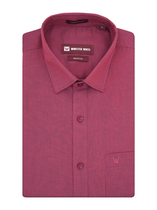 Men's Cotton Regular Fit Ruby Colour Shirt Festive
