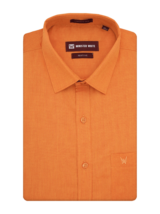 Men's Cotton Regular Fit Orange Colour Shirt Festive