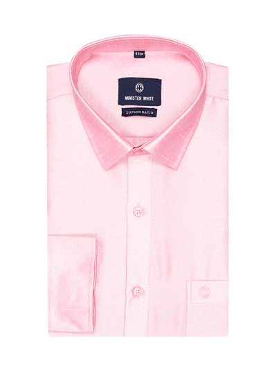 Mens Dupion Satin Regular Fit Light Pink Colour Shirt by Minister White