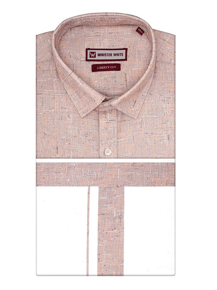 Men's Brown Color Digital Printed Shirt with Matching Printed Border Dhoti Combo Varnam