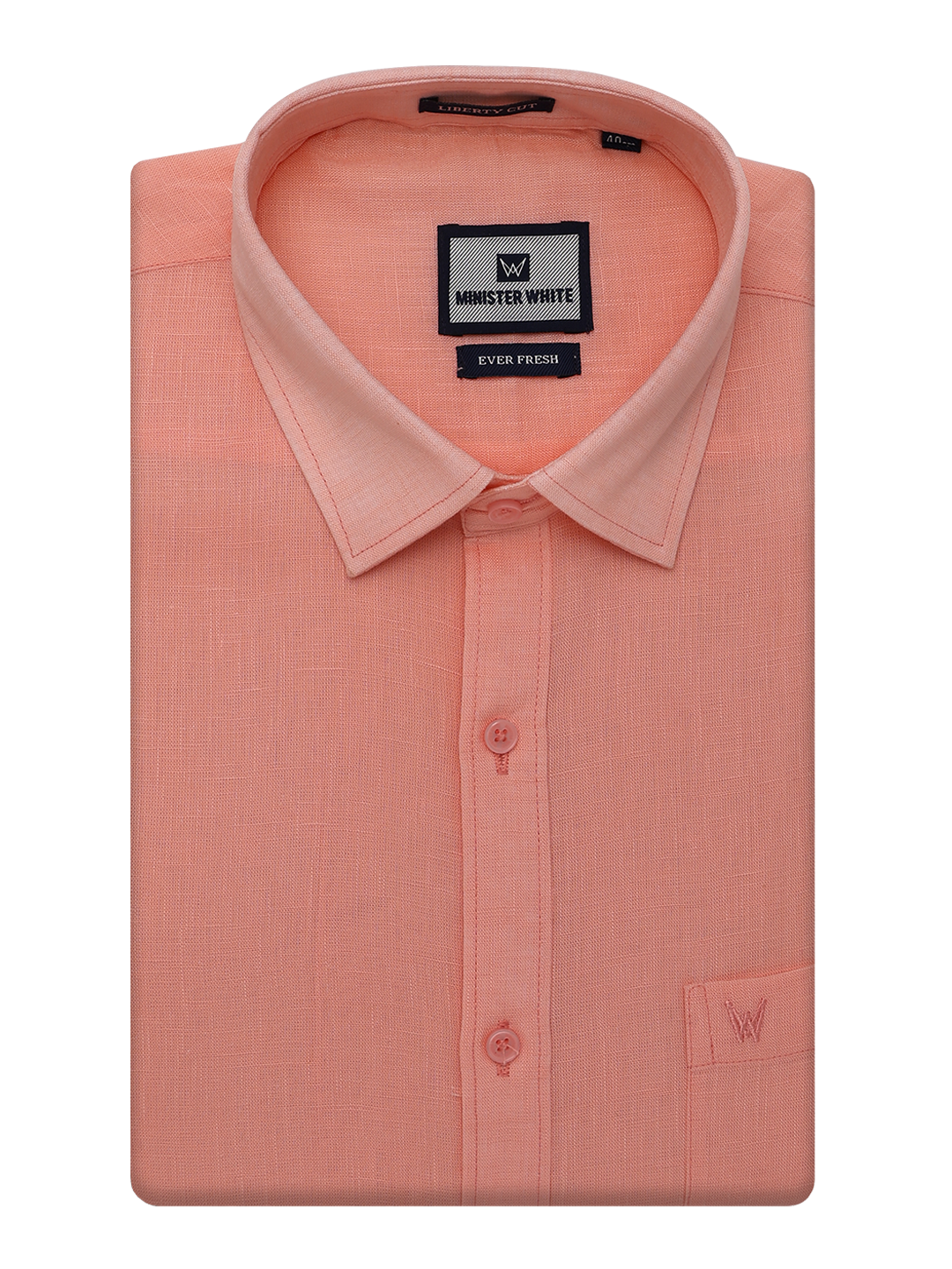 Mens Cotton Linen Regular Fit Coral Colour Shirt Ever Fresh by Minister White