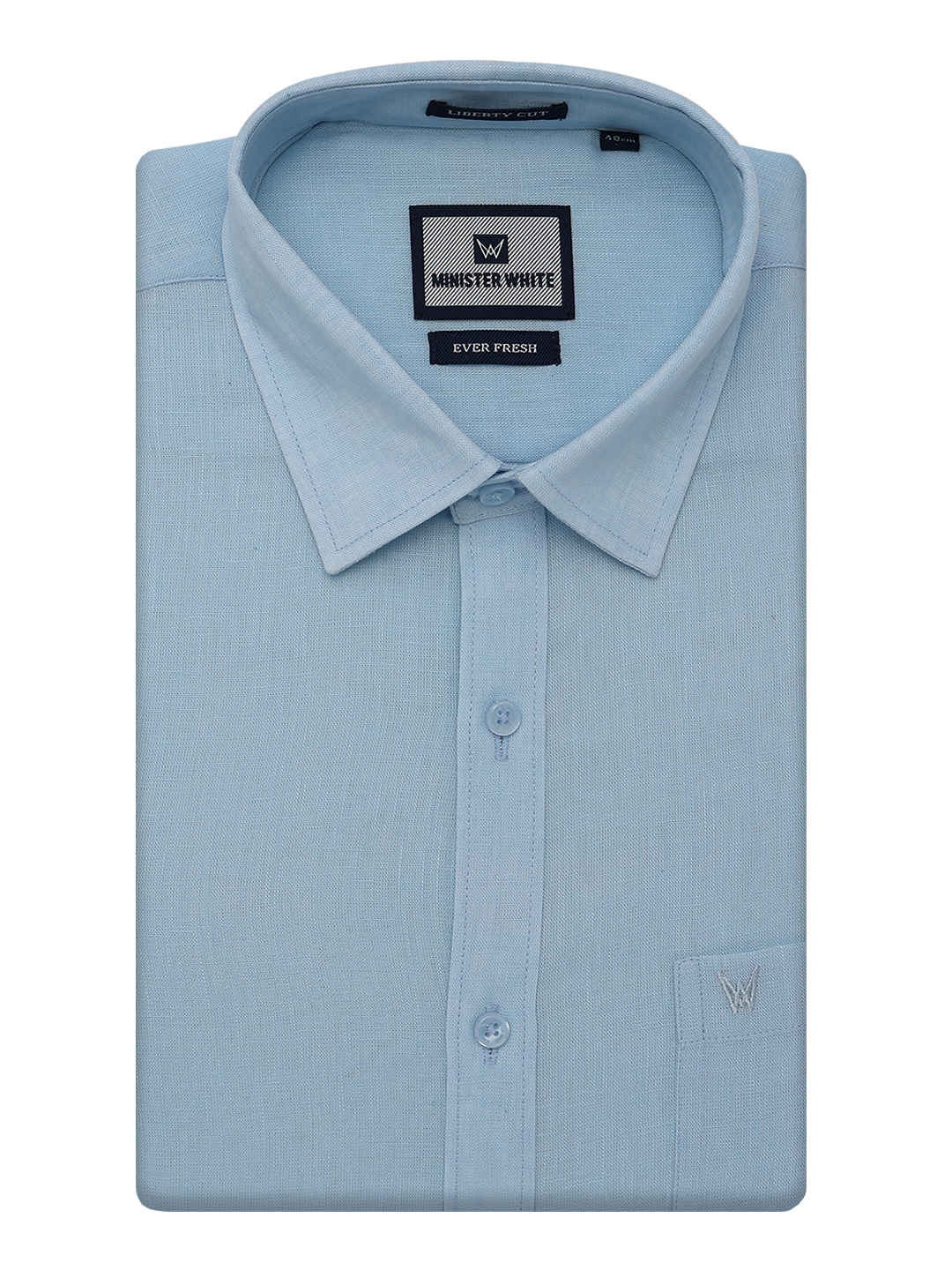 Mens Cotton Linen Regular Fit Blue Colour Shirt Ever Fresh by Minister White