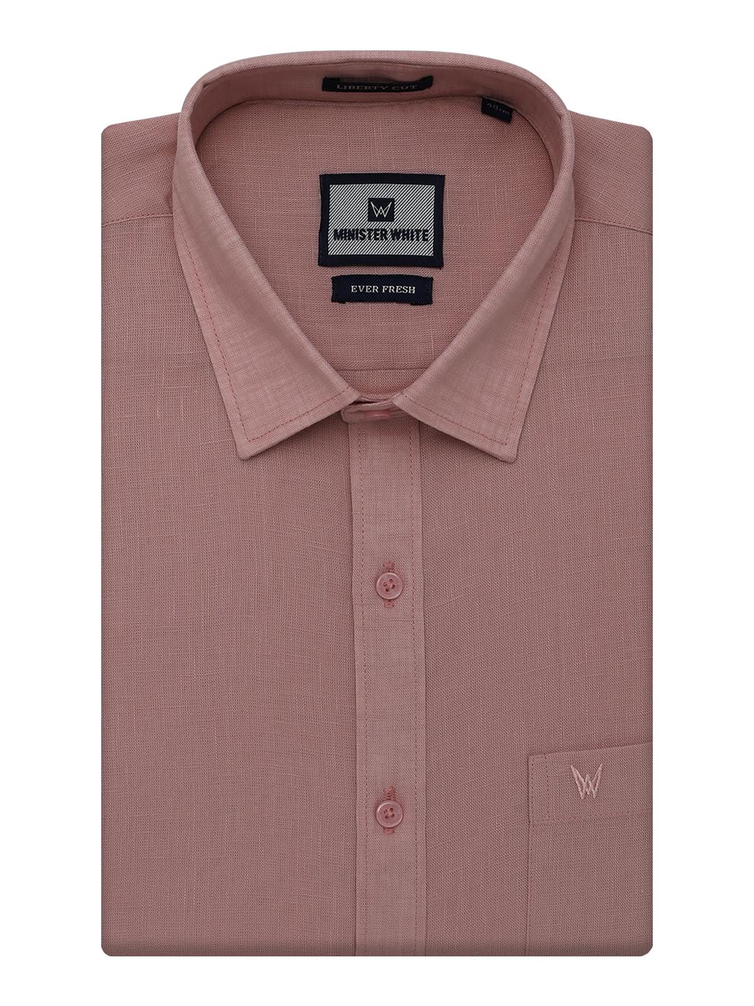 Mens Cotton Linen Regular Fit Blush Pink Colour Shirt Ever Fresh by Minister White