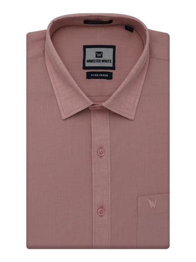 Mens Cotton Linen Regular Fit Blush Pink Colour Shirt Ever Fresh by Minister White