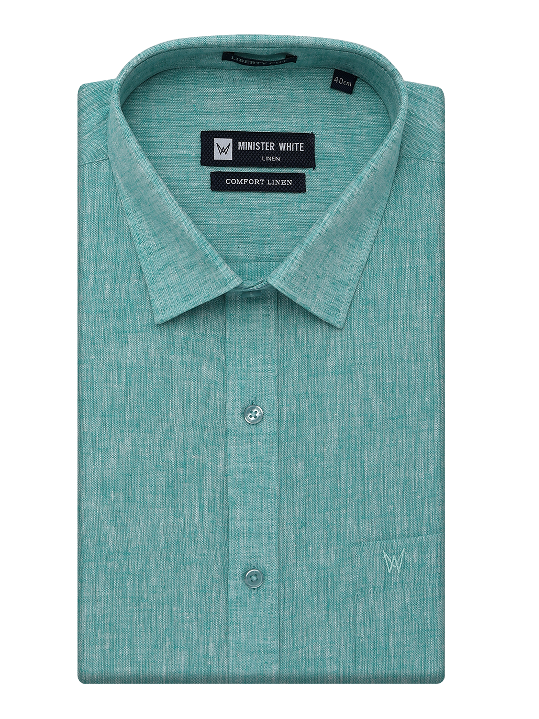 Mens Cotton Linen Regular Fit Mint Colour Shirt Comfort Linen by Minister White