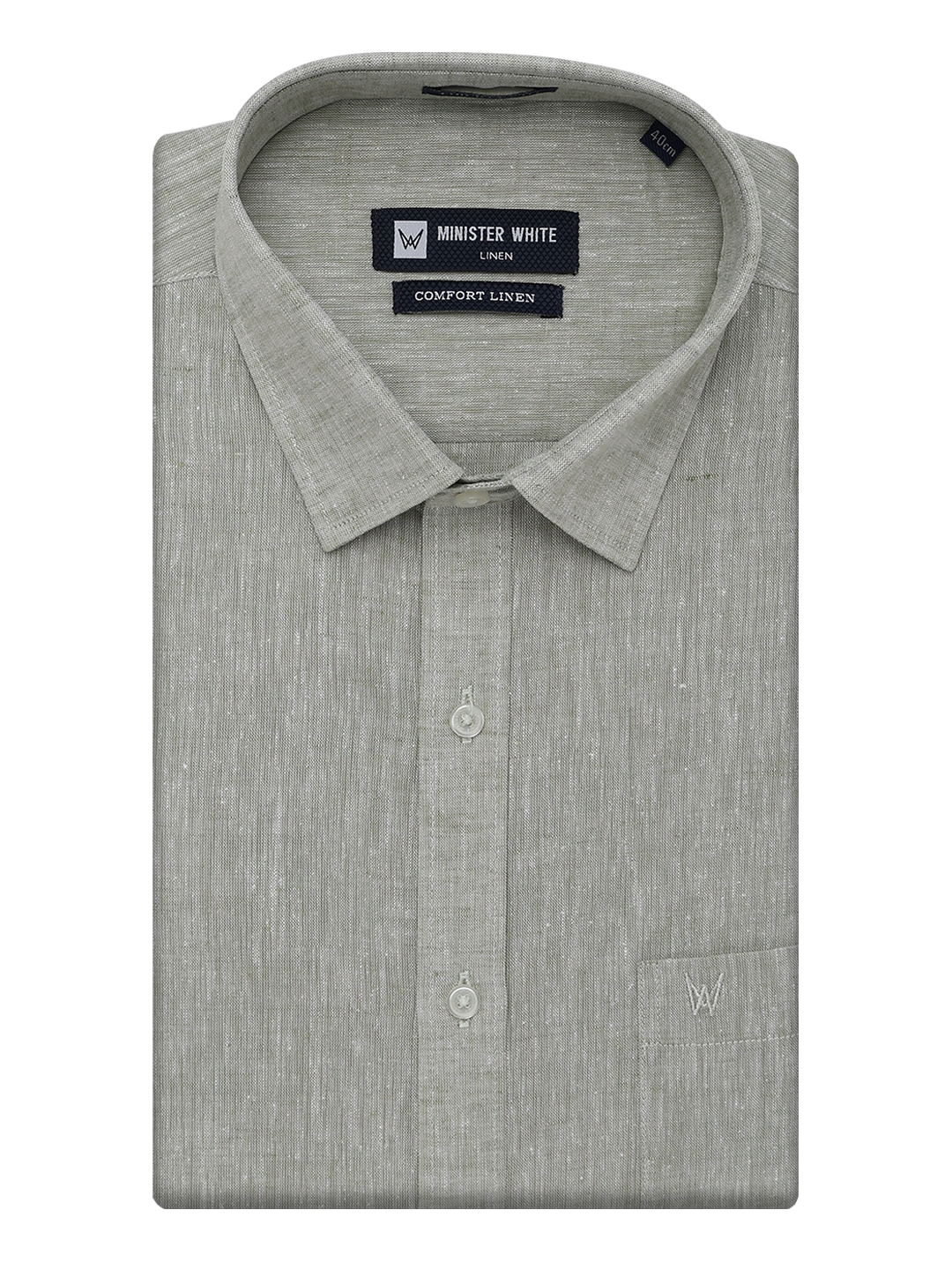 Mens Cotton Linen Regular Fit Sap Colour Shirt Comfort Linen by Minister White